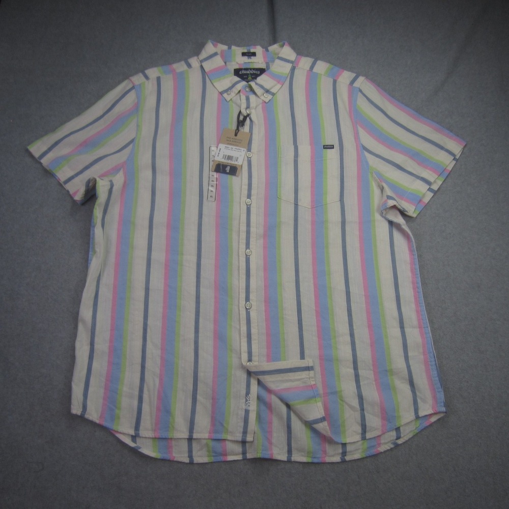 Chubbies Shirt Mens XL Multicolor Striped Resort Weave‎ Friday Button Down